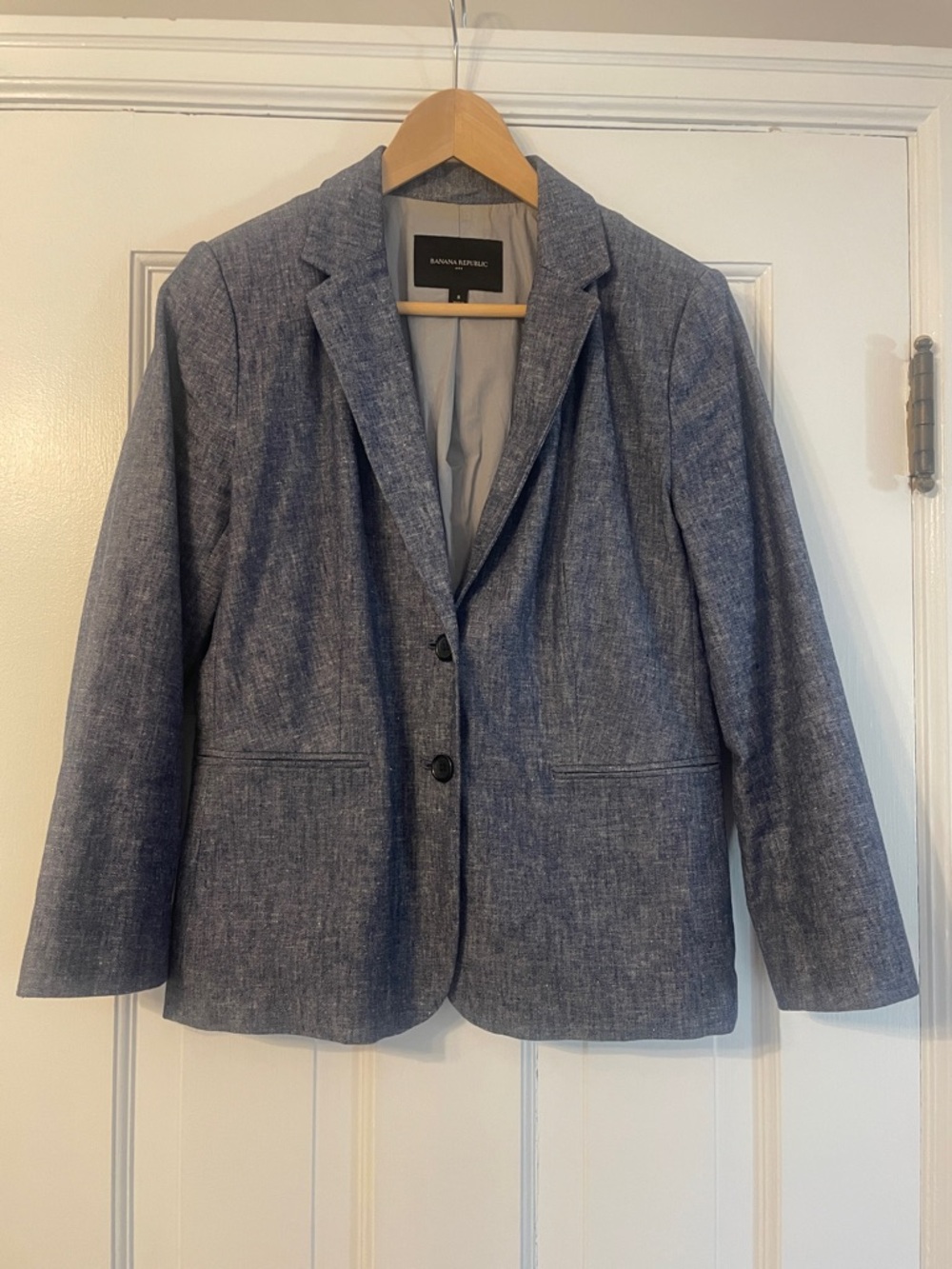 Banana Republic Heathered Blue Linen-Blend Blazer